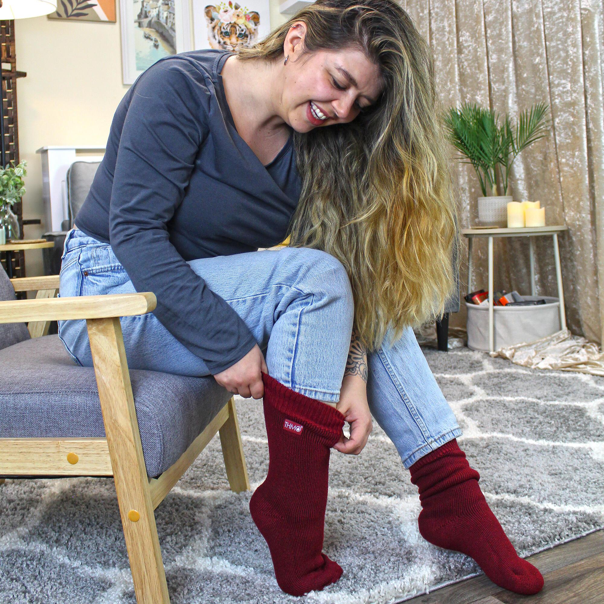 THMO - Lot de 3 Paires Chaussettes Femme Doublées Thermiques Chaudes 3/7