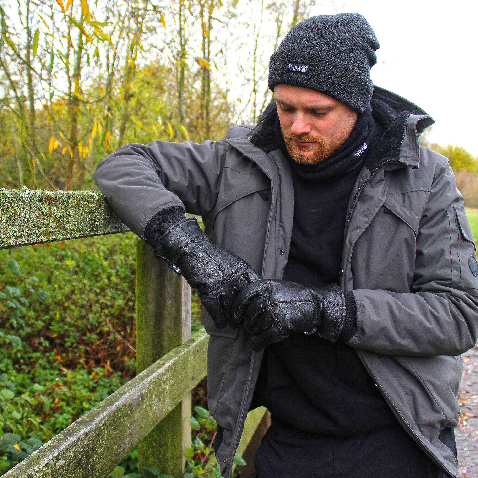 Herren Thinsulate Lederhandschuhe für Winter Handschuhe mit Fleecefutter | THMO 5/5