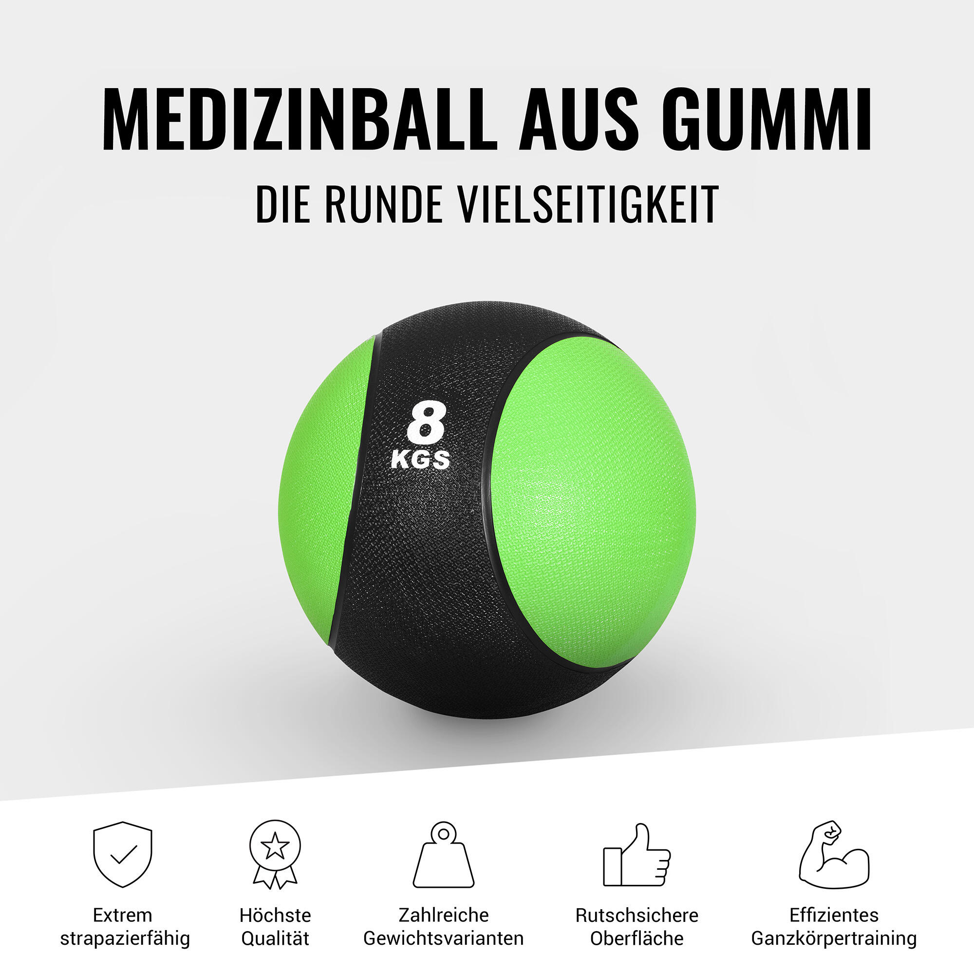 MEDECINE BALL CAOUTCHOUC | MUSCULATION ET COSS TRAINING | AU CHOIX DE 1KG A 10KG 2/7