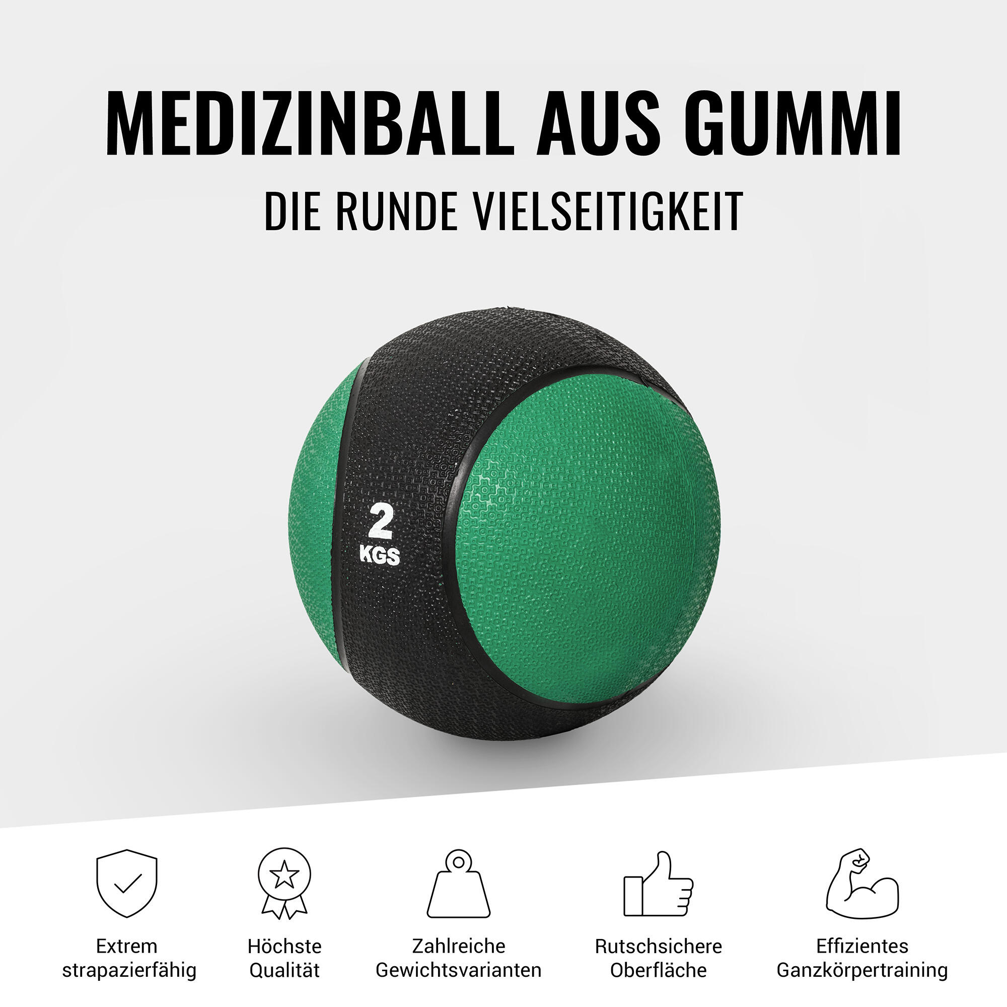 MEDECINE BALL CAOUTCHOUC | MUSCULATION ET COSS TRAINING | AU CHOIX DE 1KG A 10KG 2/7