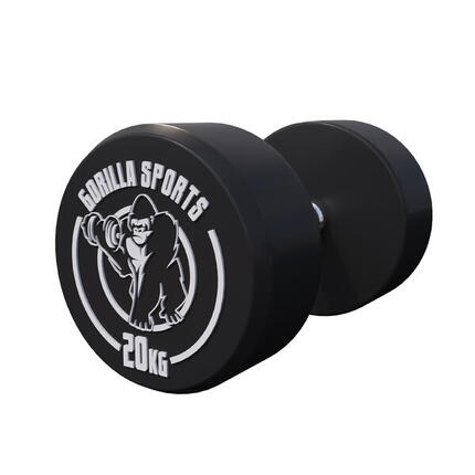 Hantla stała 20 kg żeliwna gumowana profesjonalna Gorilla Sports