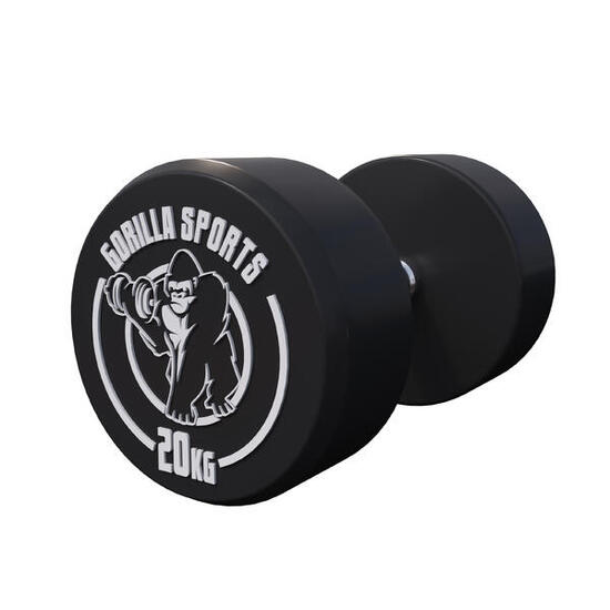 Hantla stała 20 kg żeliwna gumowana profesjonalna Gorilla Sports