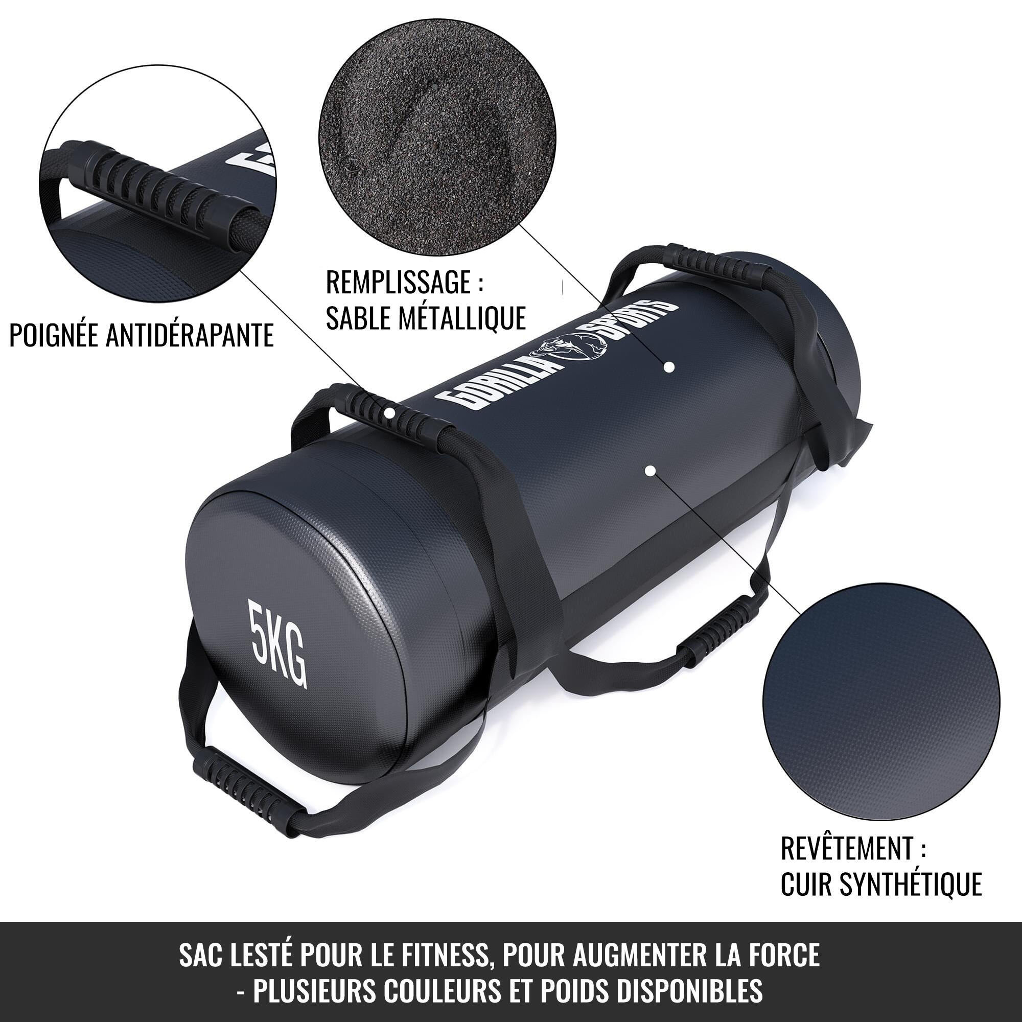 Fitness bag noir/rouge - Sac lesté de 5 KG 4/7