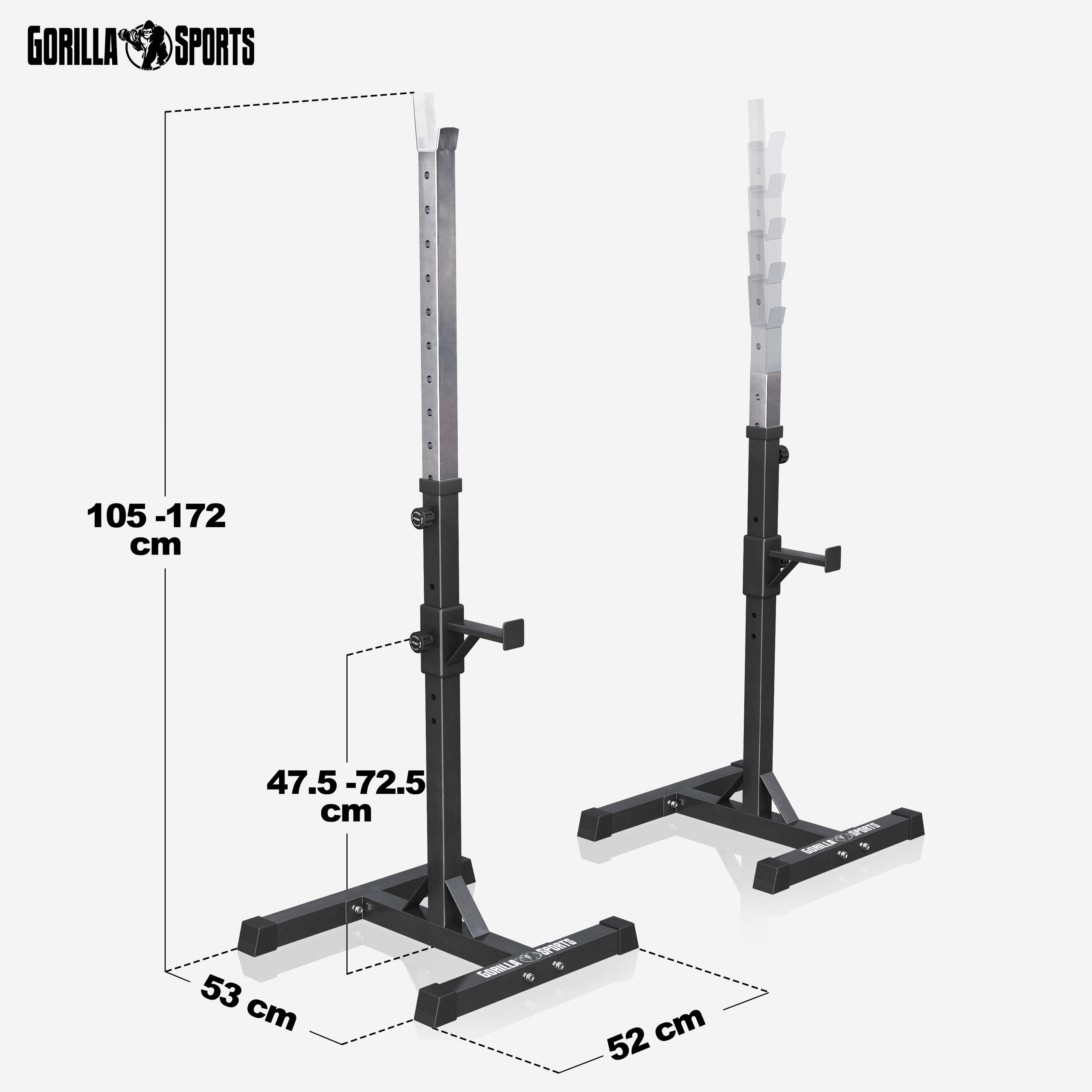 Kit Musculación Barra Curl Ez  con Rack Sentadillas Gorilla Sports Negro 35 Kg 7/7