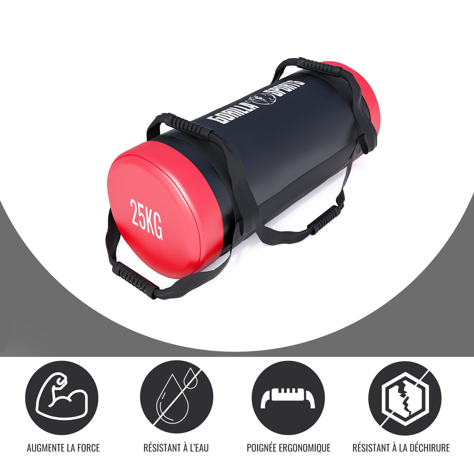 Fitness bag noir/rouge - Sac lesté 25kg 3/7