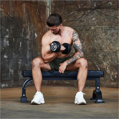 BANC DE MUSCULATION PLAT AVEC LOGO | COULEUR NOIR 5/7