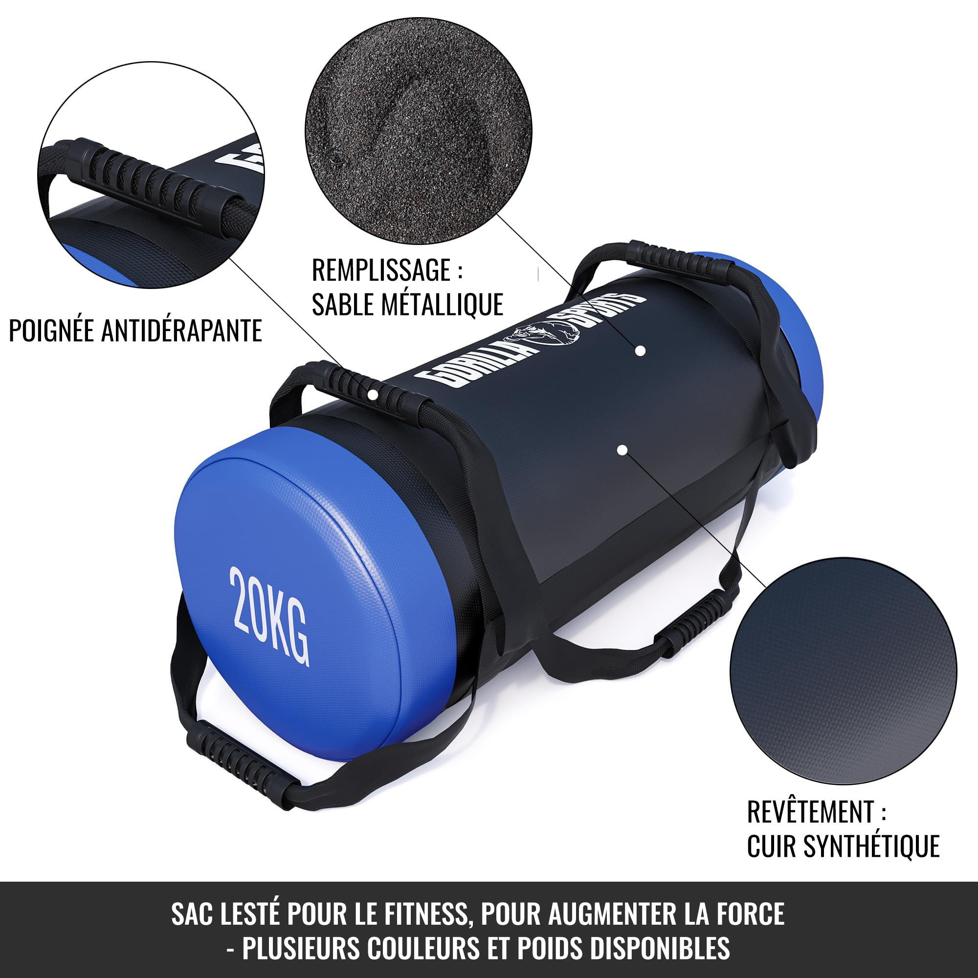 Fitness bag noir/rouge - Sac lesté 20kg 4/7