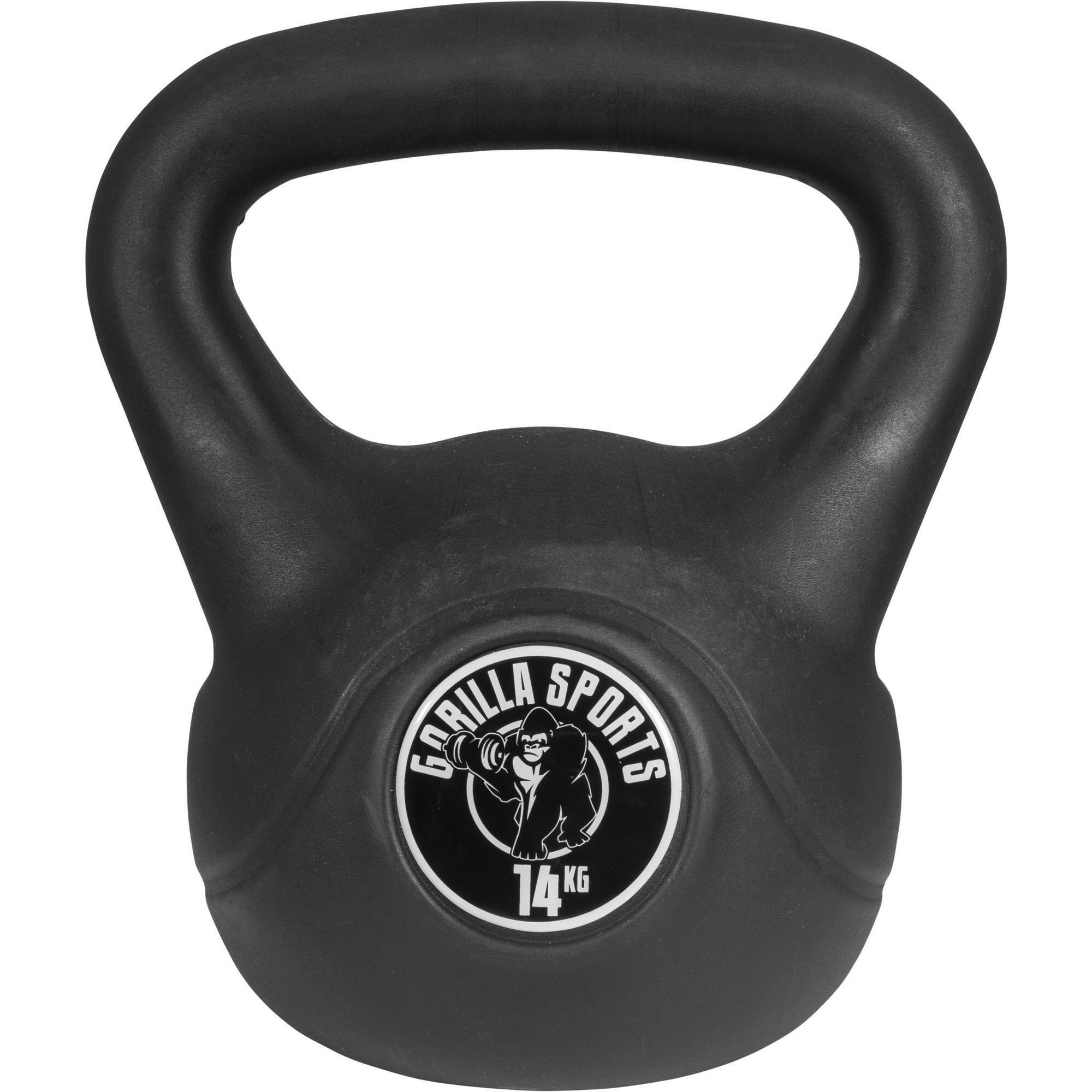 GORILLA SPORTS Gorilla Sports kettlebell činka, plast, černá, 14 kg