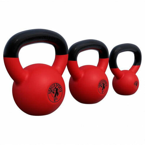 3 KETTLEBELLS FONTE AVEC REVÊTEMENT NÉOPRÈNE | MUSCULATION | 4KG, 8KG ET 12KG