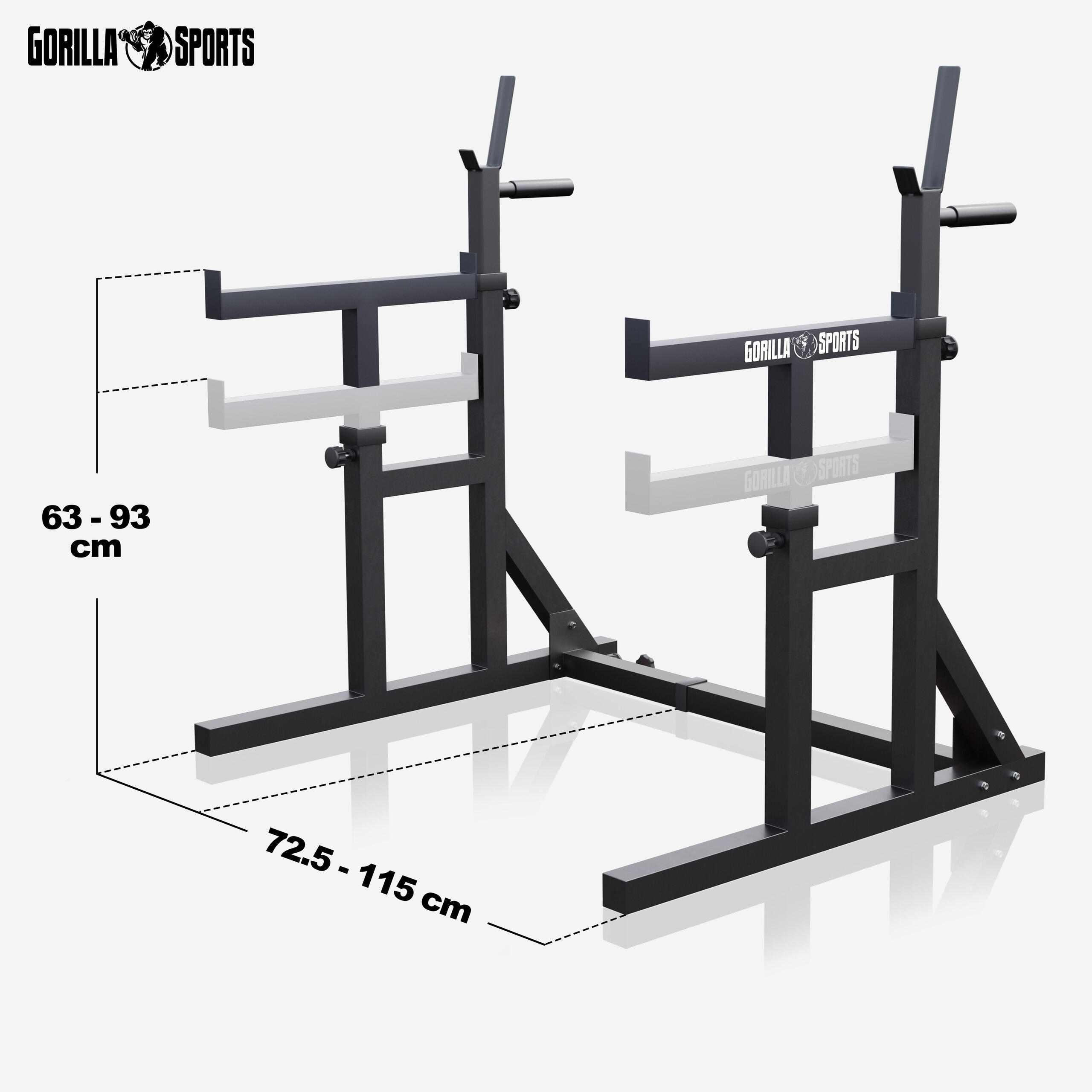Rack Musculación Sentadillas Ajustable Gorilla Sports  Rojo/Negro 5/7