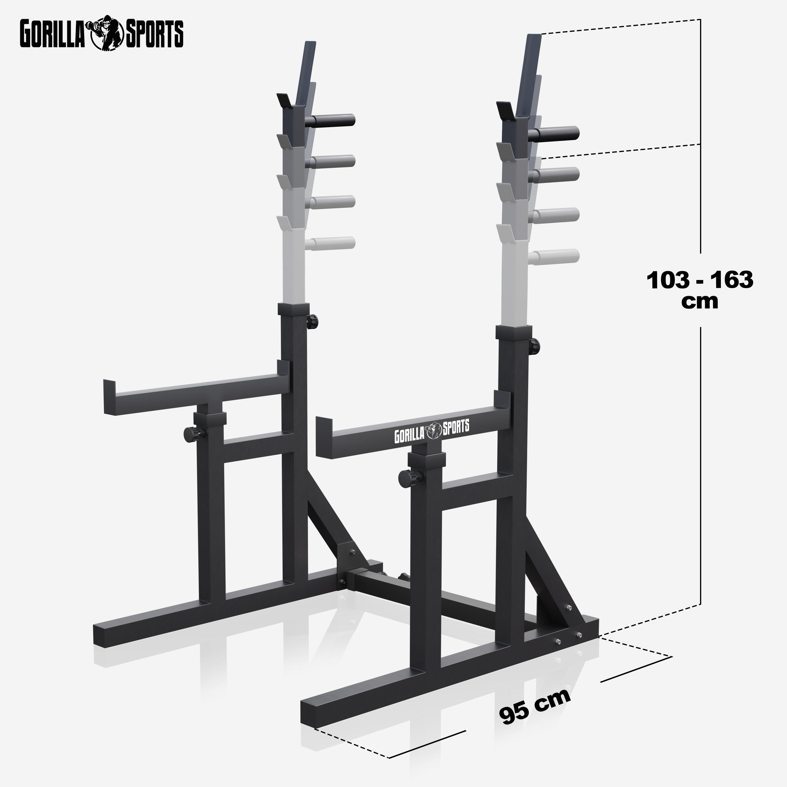 Rack Musculación Sentadillas Ajustable Gorilla Sports  Rojo/Negro 4/7