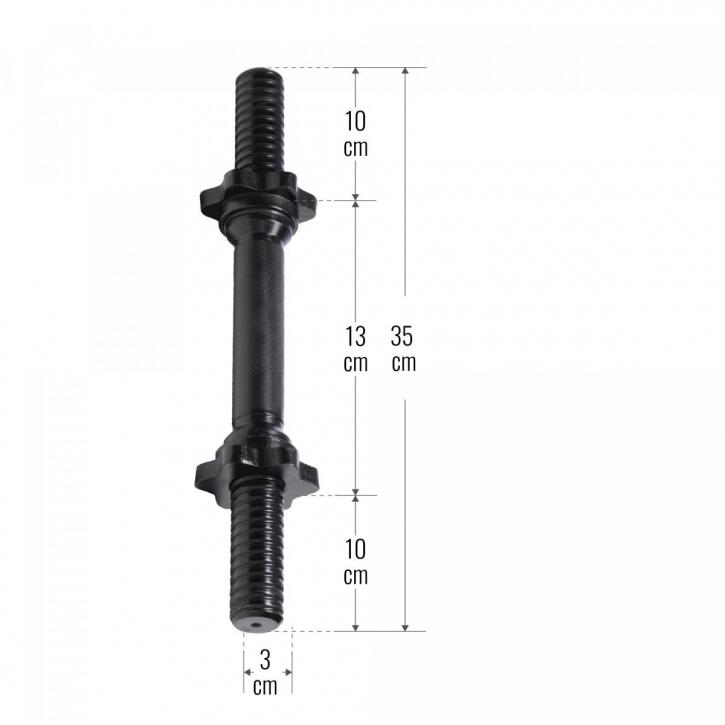 BARRE COURTE NOIRE 35 CM | DIAMETRE 30 MM | MUSCULATION | 2 BAGUES DE SERRAGE 6/7