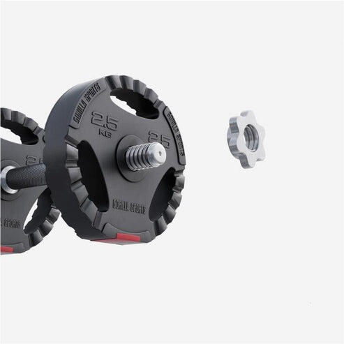 Disco Musculación Gorilla Sports Rojo/Negro Triple Agarre 4/7