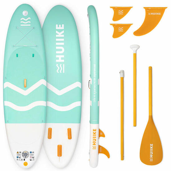 Reconditionné - Paddle Gonflable Adulte avec Pagaie et Ailerons, HUIIKE, Vert