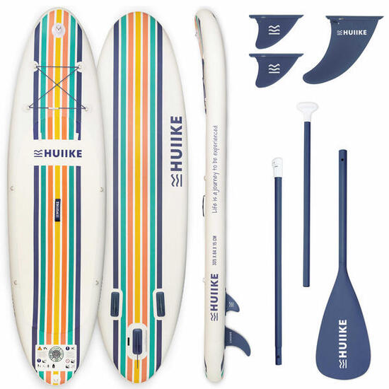 Reconditionné - Paddle Gonflable Adulte avec Pagaie et Ailerons, HUIIKE, Blanc