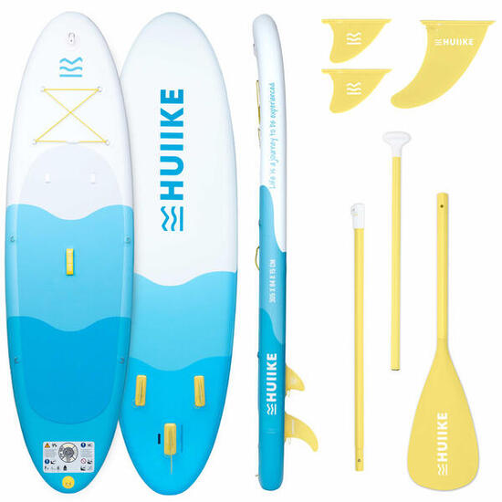 Reconditionné - Paddle Gonflable Adulte avec Pagaie et Ailerons, HUIIKE, Bleu