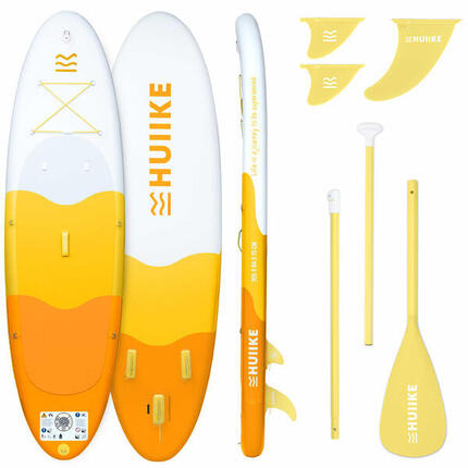 Reconditionné - Paddle Gonflable Adulte avec Pagaie et Ailerons, HUIIKE, Jaune