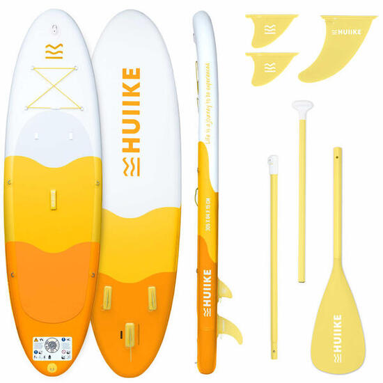 Reconditionné - Paddle Gonflable Adulte avec Pagaie et Ailerons, HUIIKE, Jaune