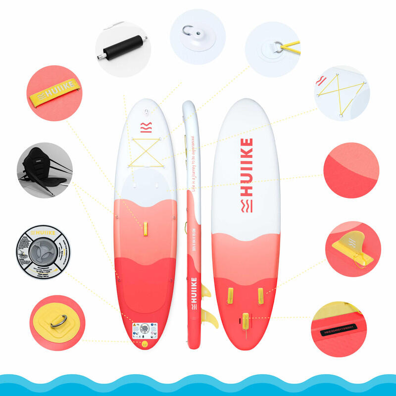 Segunda vida - Prancha Stand Up Paddle com Pagaia e Quilhas, HUIIKE, Vermelho 2/7