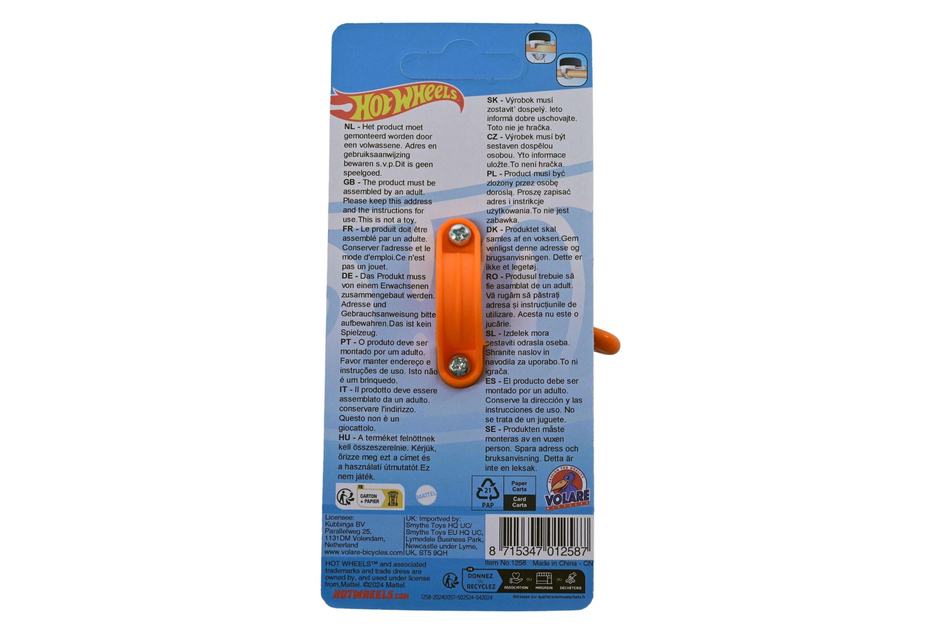 Heiße Räder Hot Wheels dzwonek rowerowy metalowy czarny/pomarańczowy 3/4