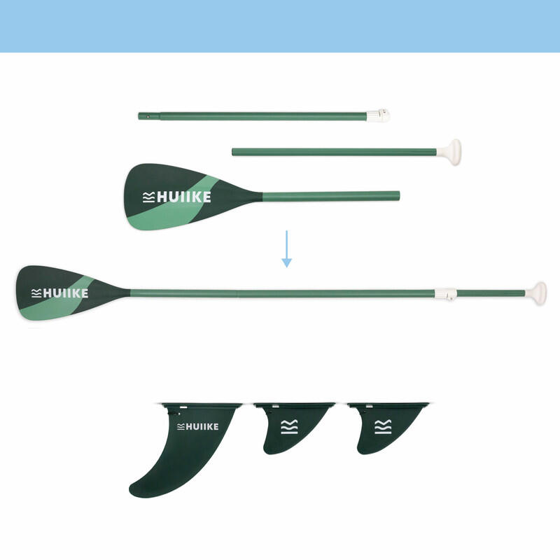 Refurbished - Stand Up Paddling Board mit Paddel und Finnen, HUIIKE, Grün 3/7