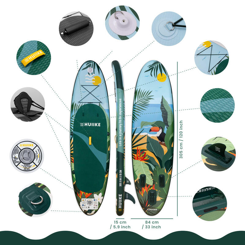 Refurbished - Stand Up Paddling Board mit Paddel und Finnen, HUIIKE, Grün 2/7