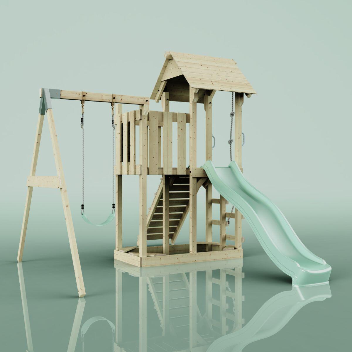 Spielturm Bergen mit Kinderschaukel in Mintgrün - 357 × 271 × 273 cm 4/6