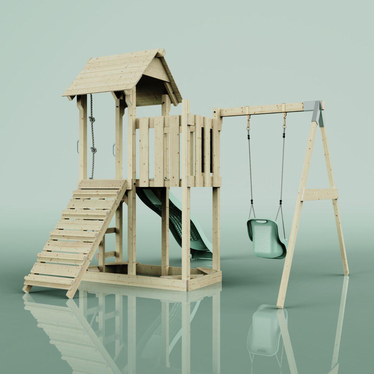 Spielturm Bergen mit Babyschaukel in Mintgrün - 357 × 271 × 273 cm 4/5