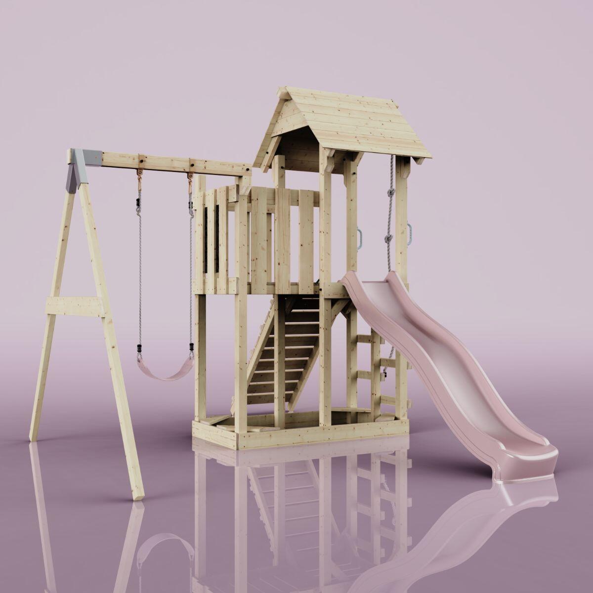 Spielturm Bergen mit Kinderschaukel in Altrosa - 357 × 271 × 273 cm 4/6