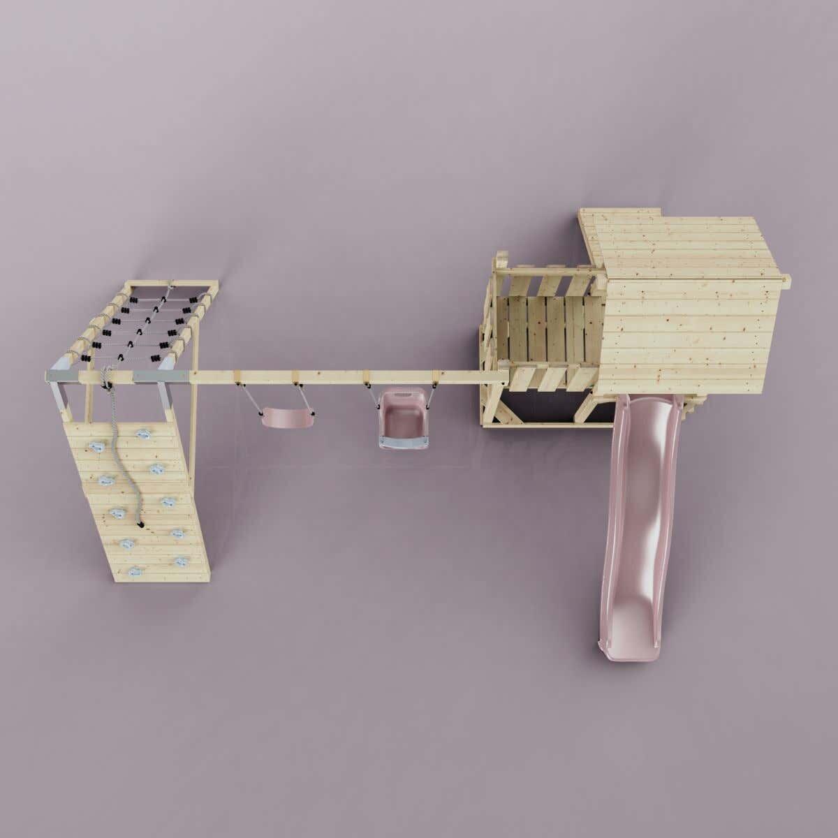 Spielturm Roskilde mit Babyschaukel in Altrosa - 357 × 451 × 274 cm 2/6