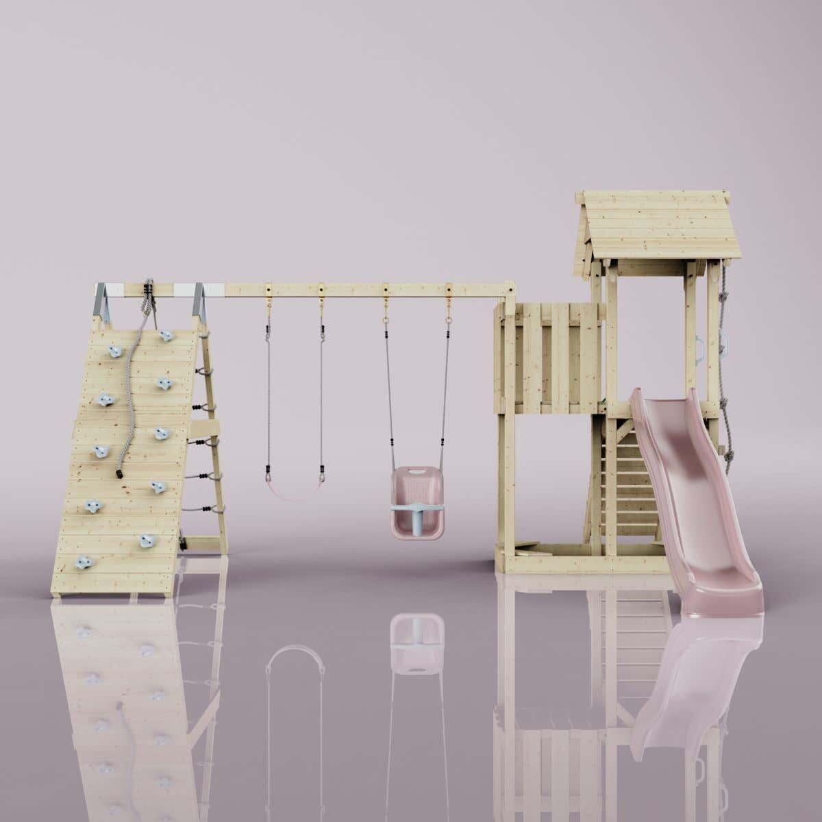 Spielturm Roskilde mit Babyschaukel in Altrosa - 357 × 451 × 274 cm 6/6