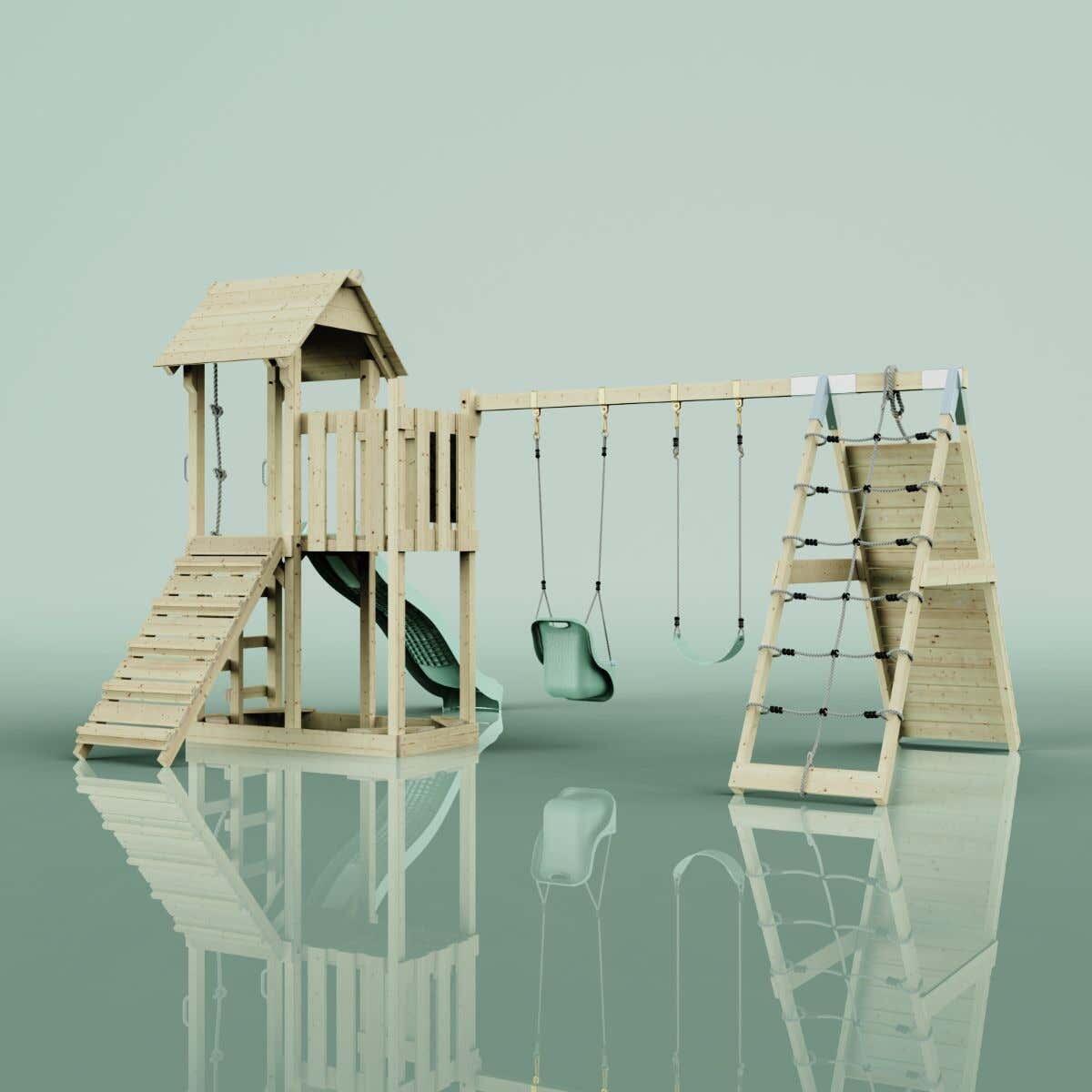 Spielturm Roskilde mit Babyschaukel in Mintgrün - 357 × 451 × 274 cm 3/6