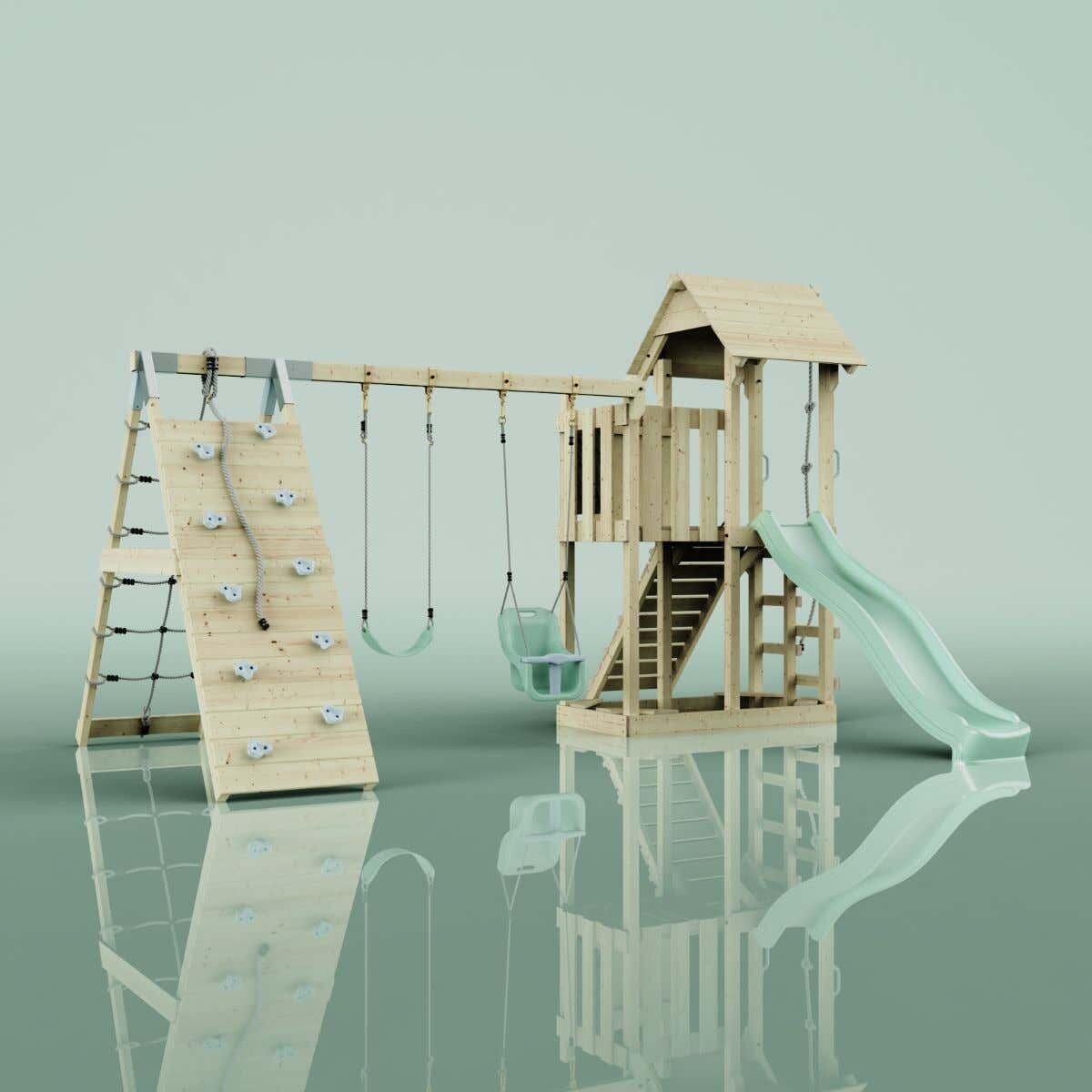 Spielturm Roskilde mit Babyschaukel in Mintgrün - 357 × 451 × 274 cm 4/6