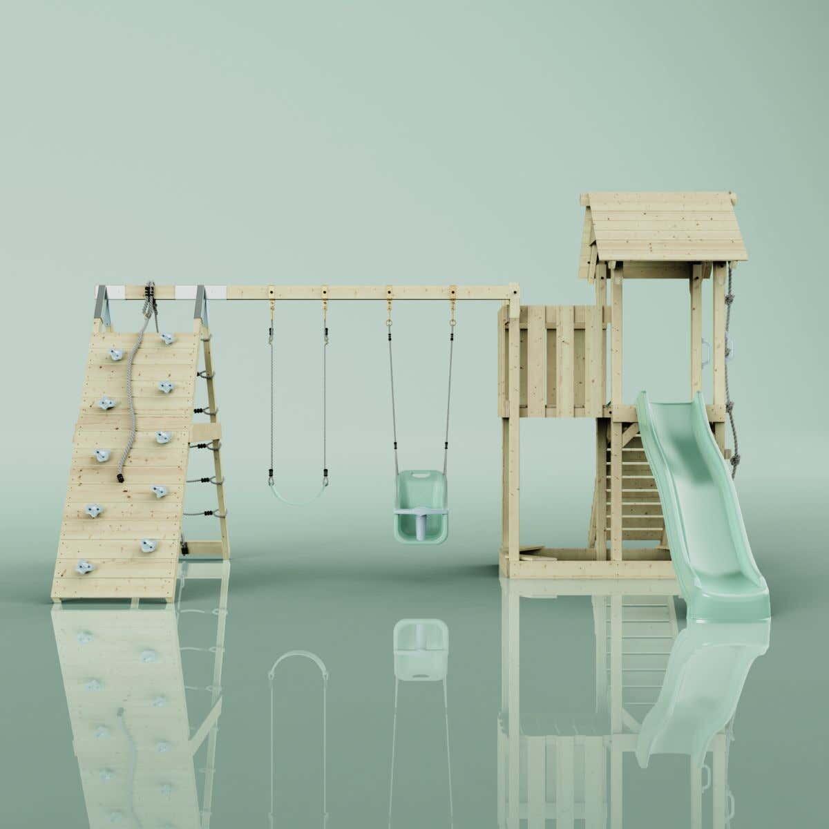 Spielturm Roskilde mit Babyschaukel in Mintgrün - 357 × 451 × 274 cm 6/6