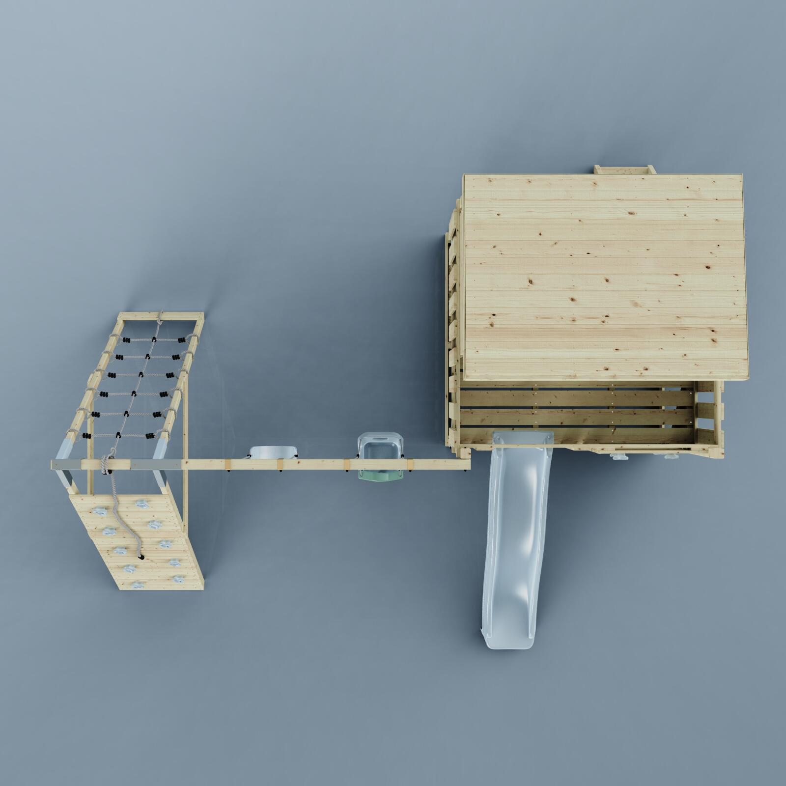 Spielturm Aksel mit Babyschaukel in Eisblau - 415 × 469 × 261 cm 4/5