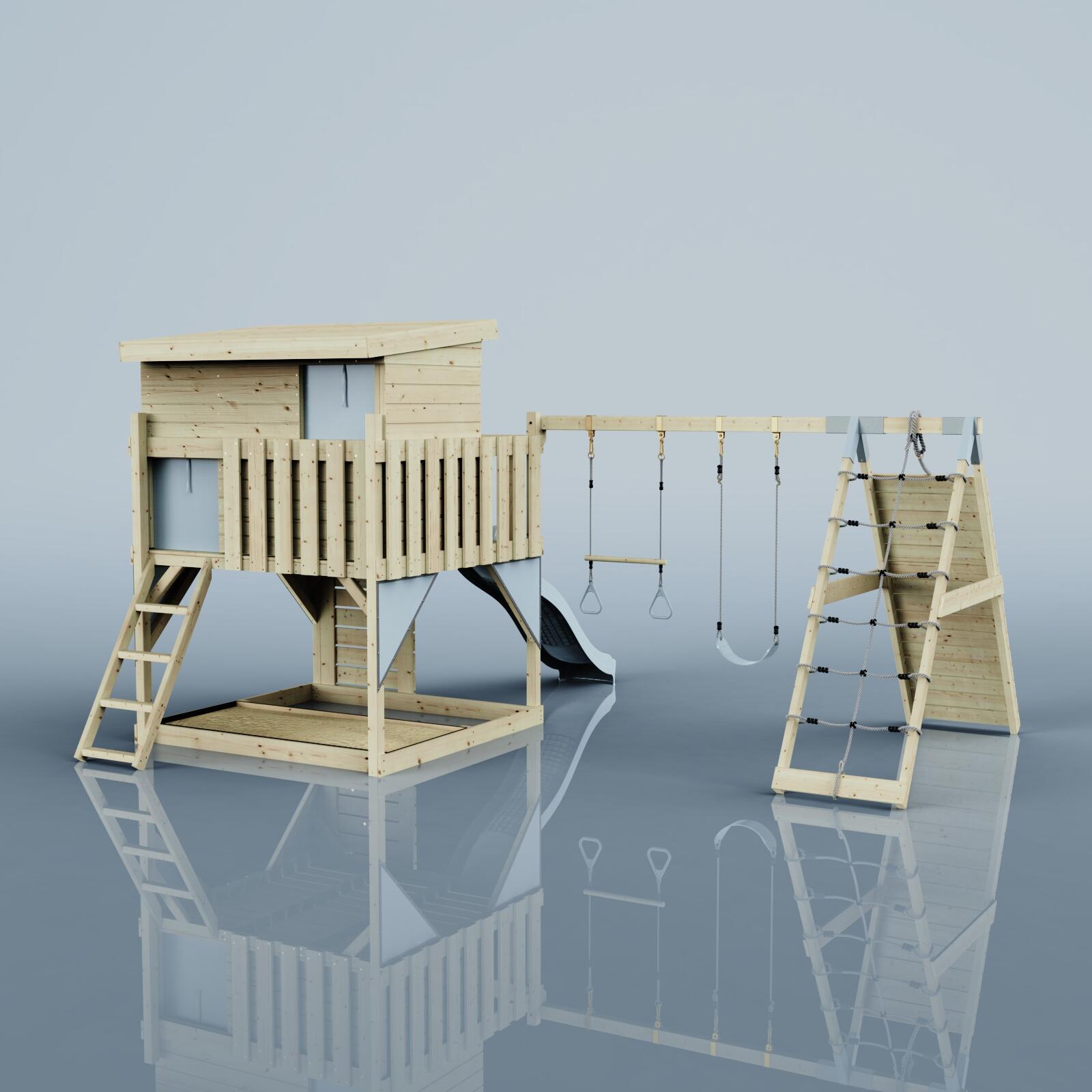 Spielturm Aksel mit Trapezstange in Eisblau - 415 × 469 × 261 cm 4/6