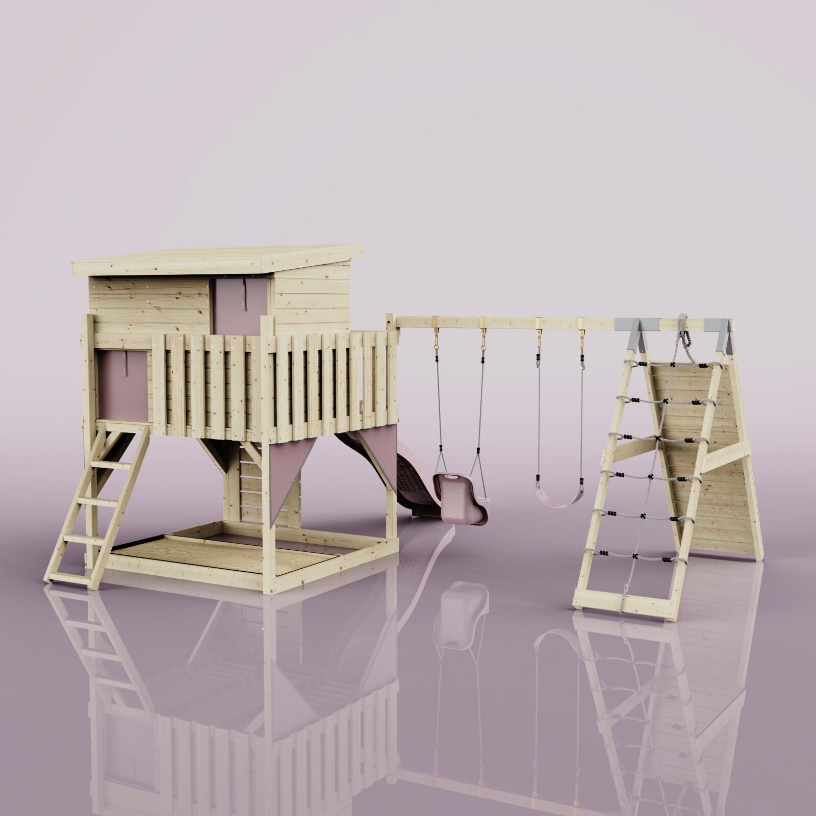 Spielturm Aksel mit Babyschaukel in Altrosa - 415 × 469 × 261 cm 4/6
