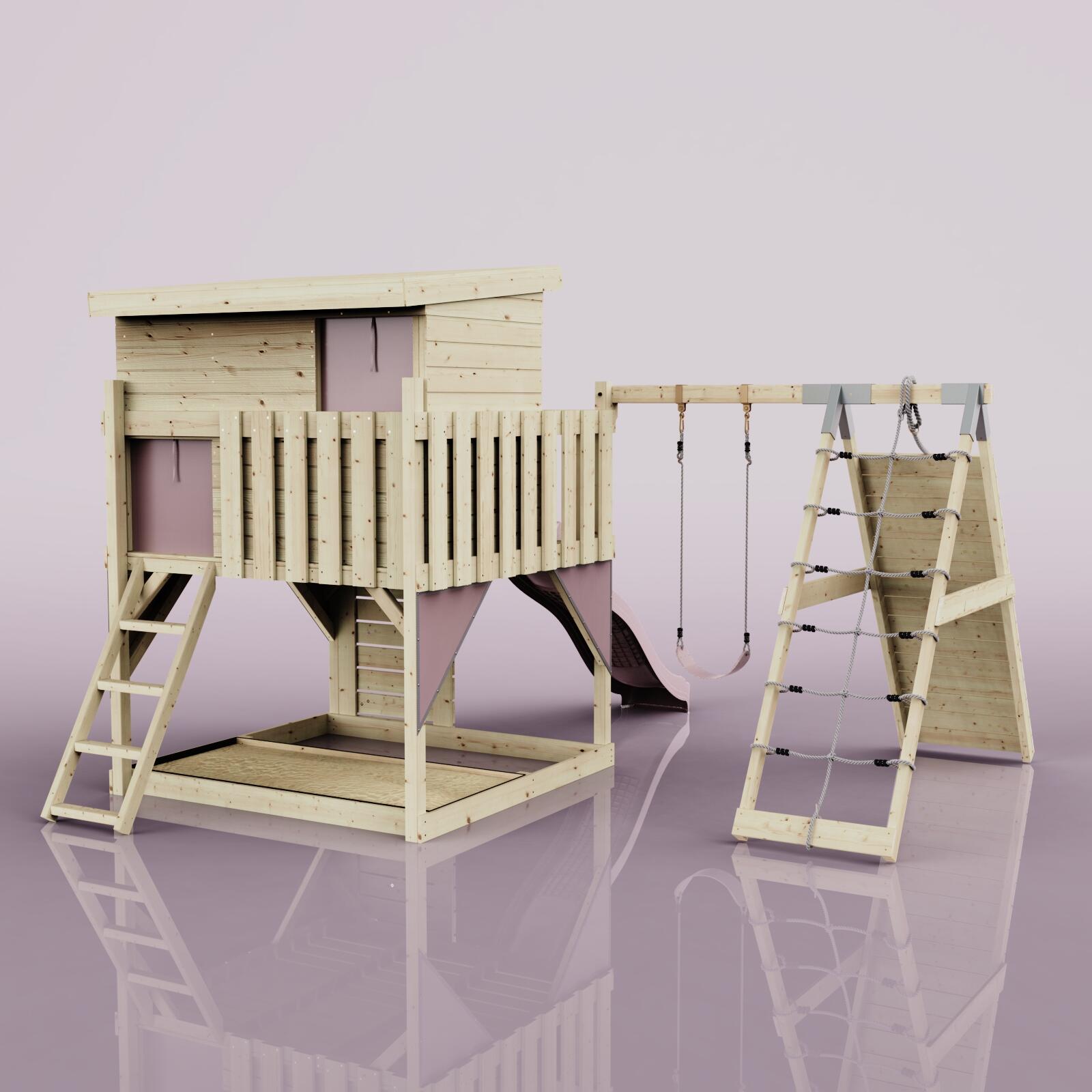 Spielturm Emil mit Kinderschaukel in Altrosa - 415 × 396 × 260 cm 4/6