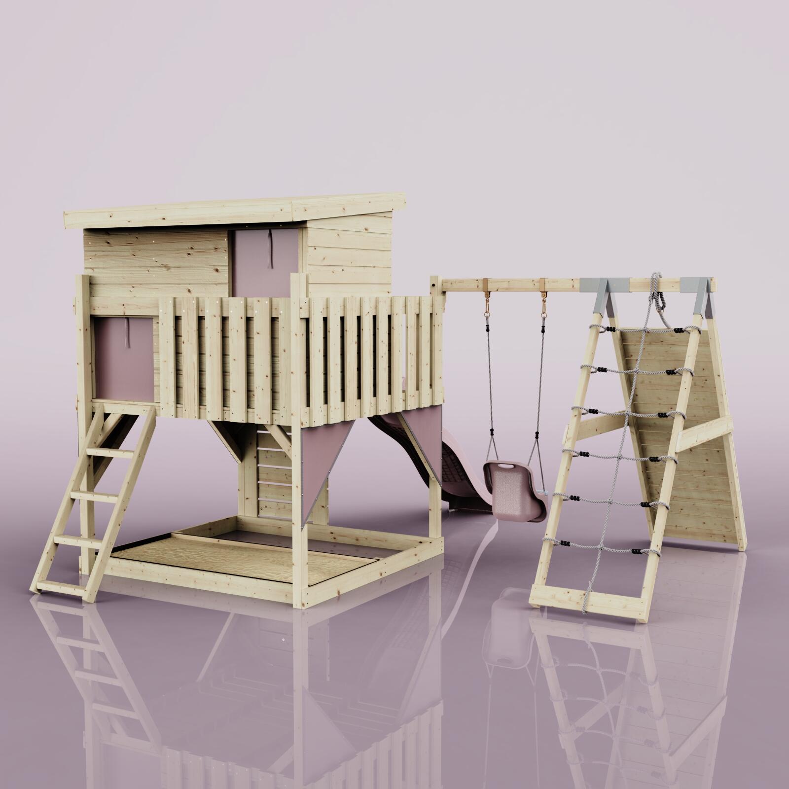 Spielturm Emil mit Babyschaukel in Altrosa - 415 × 396 × 260 cm 4/6
