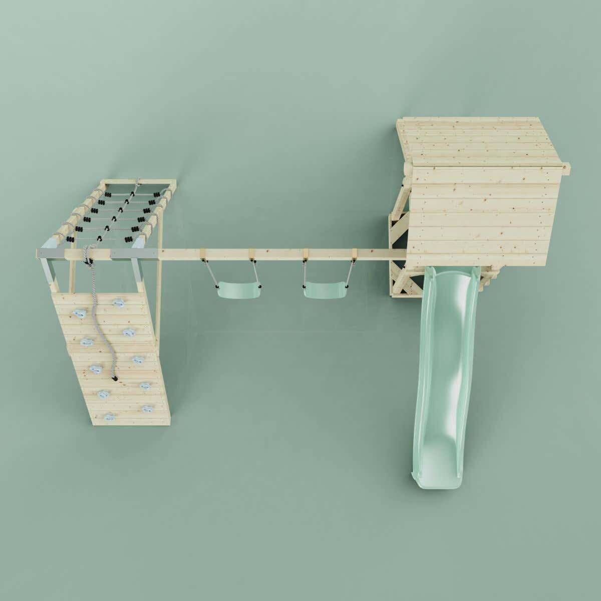 Spielturm Kiruna mit Kinderschaukel in Mintgrün - 357 × 380 × 274 cm 2/6