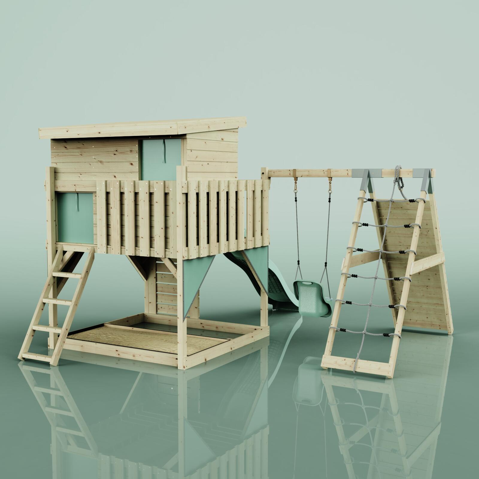 Spielturm Emil mit Babyschaukel in Mintgrün - 415 × 396 × 260 cm 4/6