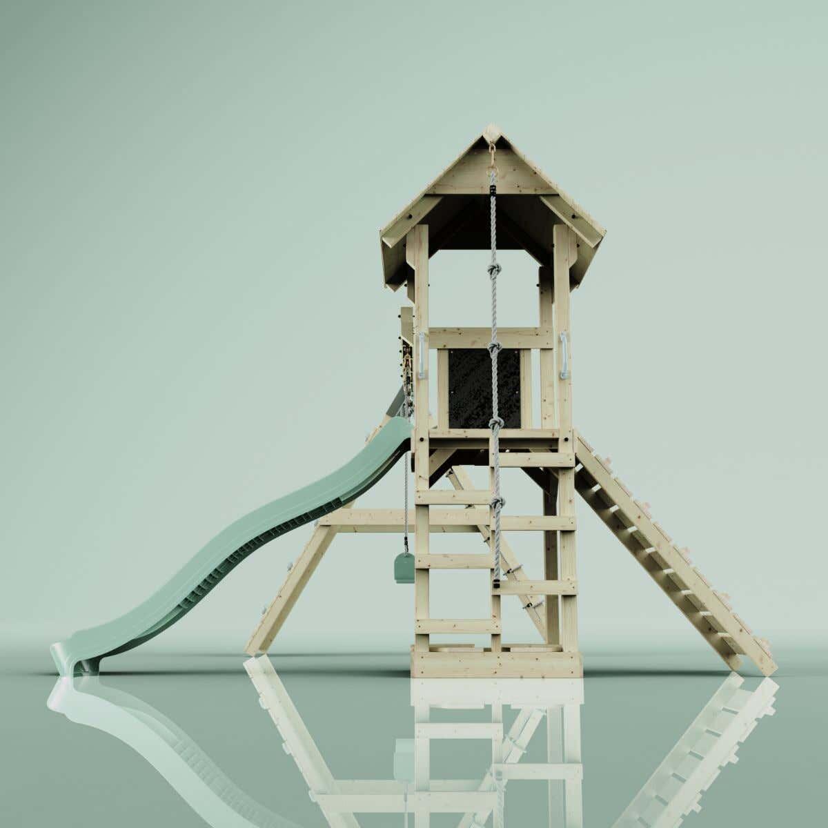 Spielturm Kiruna mit Kinderschaukel in Mintgrün - 357 × 380 × 274 cm 5/6