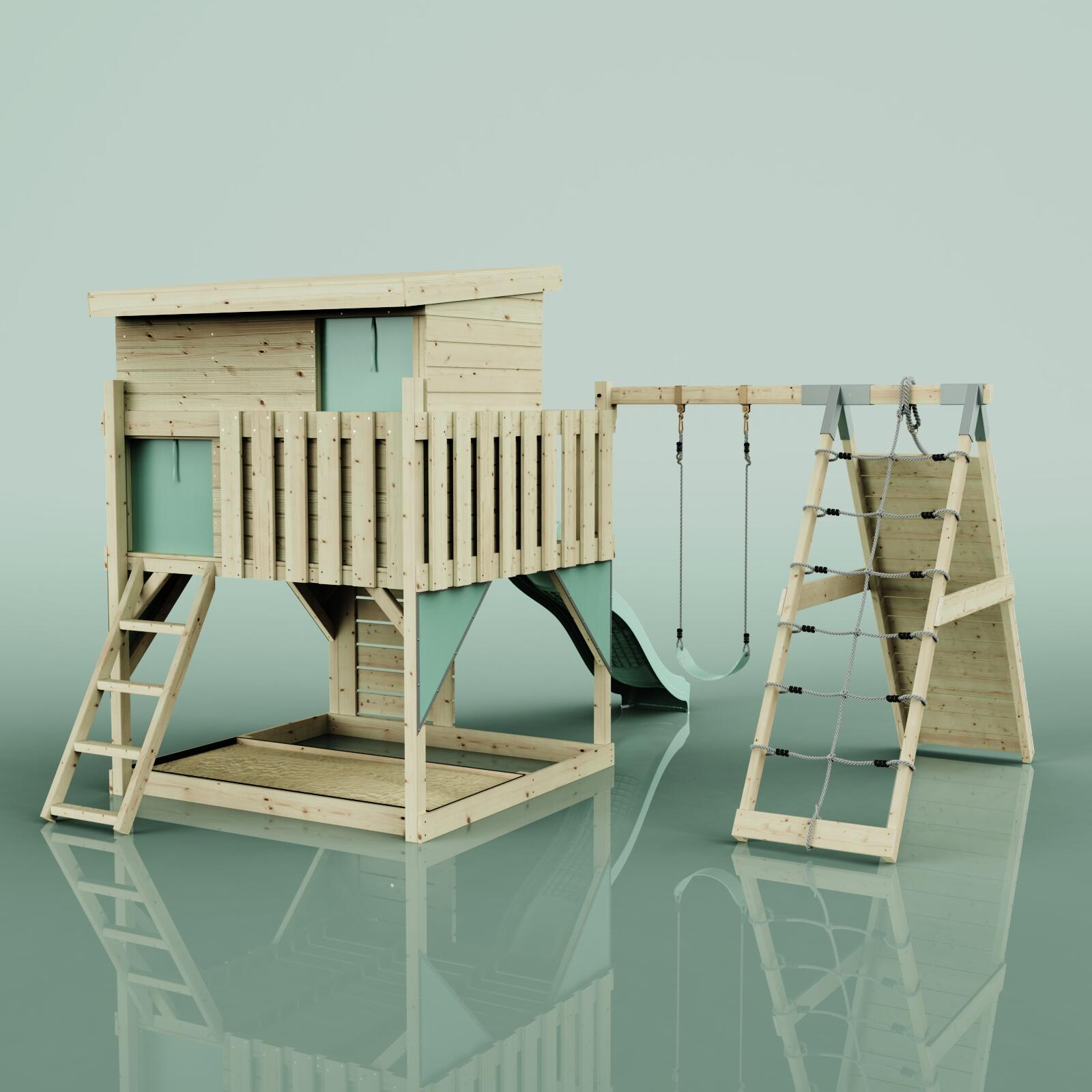 Spielturm Emil mit Kinderschaukel in Mintgrün - 415 × 396 × 260 cm 4/6