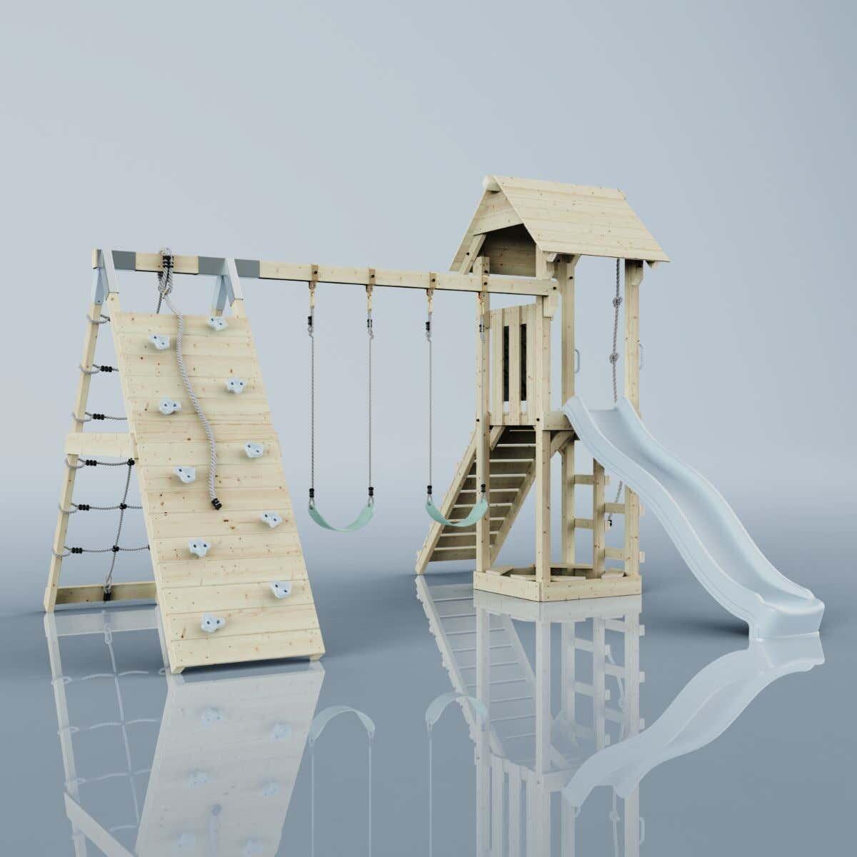 Spielturm Kiruna mit Kinderschaukel in Eisblau - 357 × 380 × 274 cm 4/6