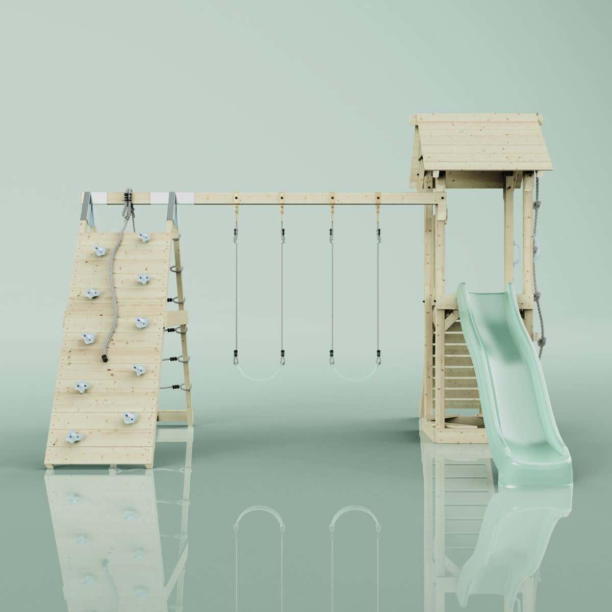 Spielturm Kiruna mit Kinderschaukel in Mintgrün - 357 × 380 × 274 cm 6/6