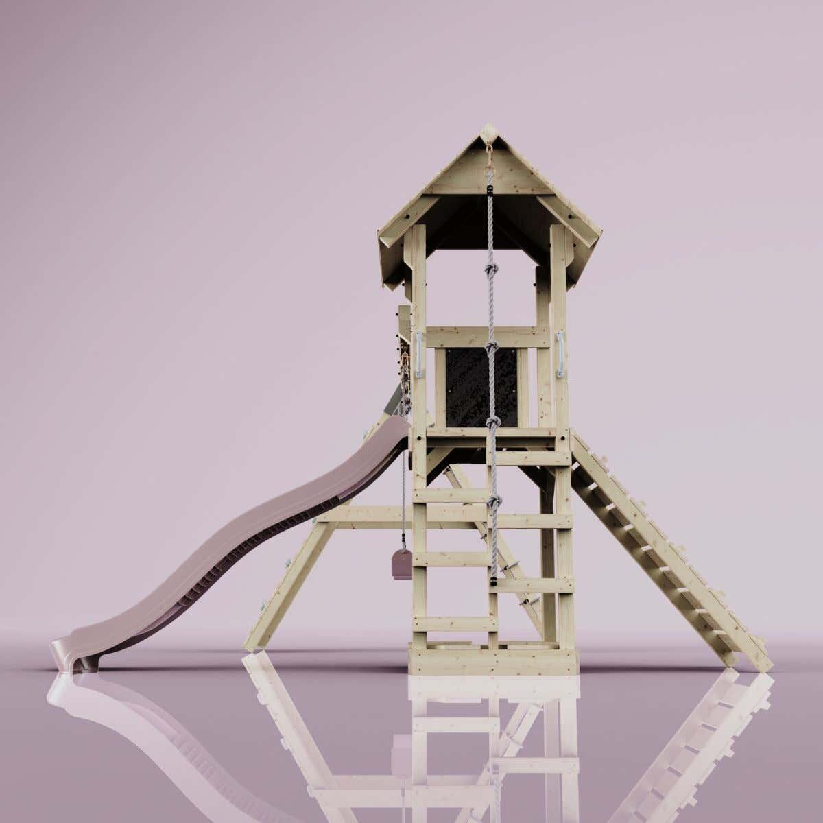 Spielturm Kiruna mit Kinderschaukel in Altrosa - 357 × 380 × 274 cm 5/6
