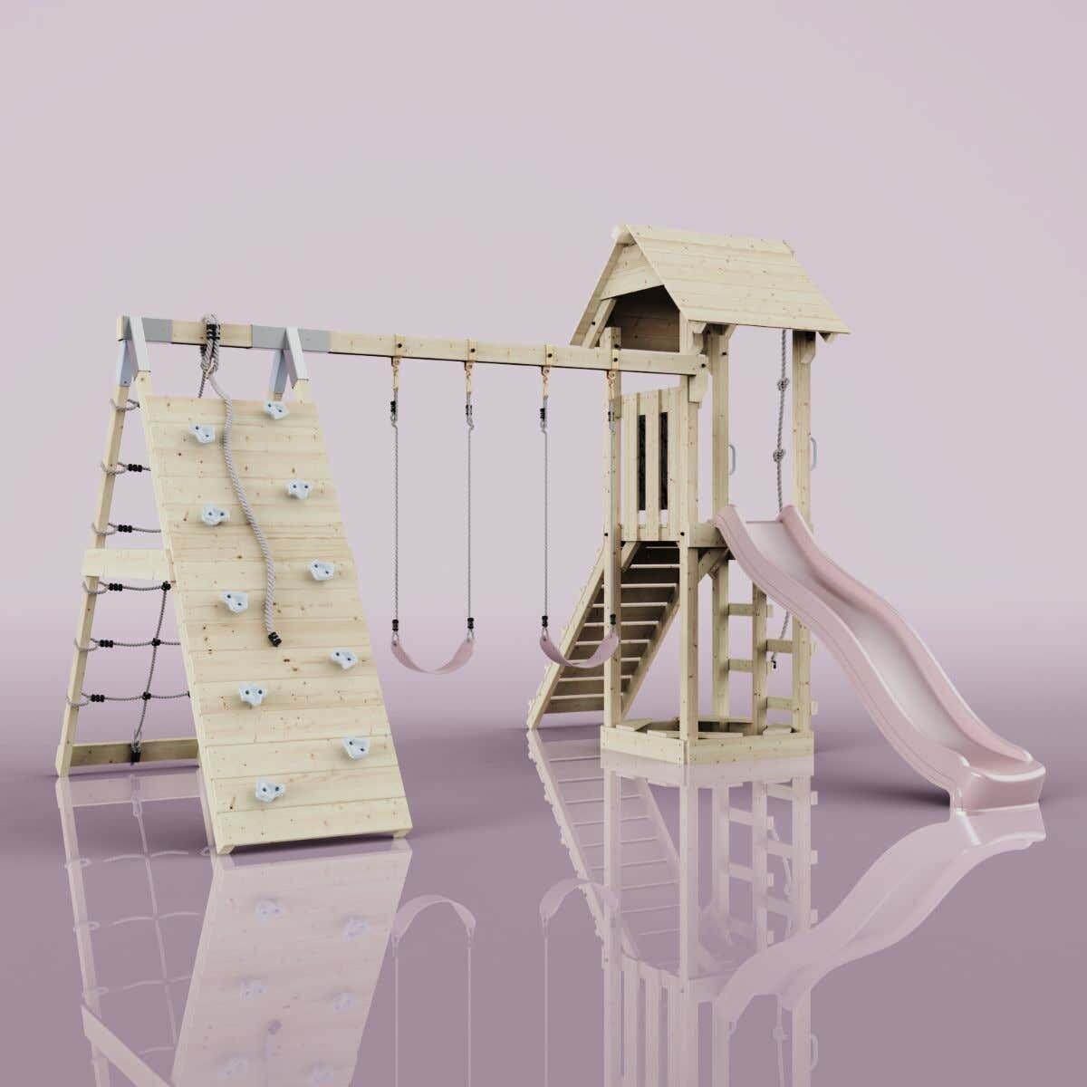 Spielturm Kiruna mit Kinderschaukel in Altrosa - 357 × 380 × 274 cm 4/6