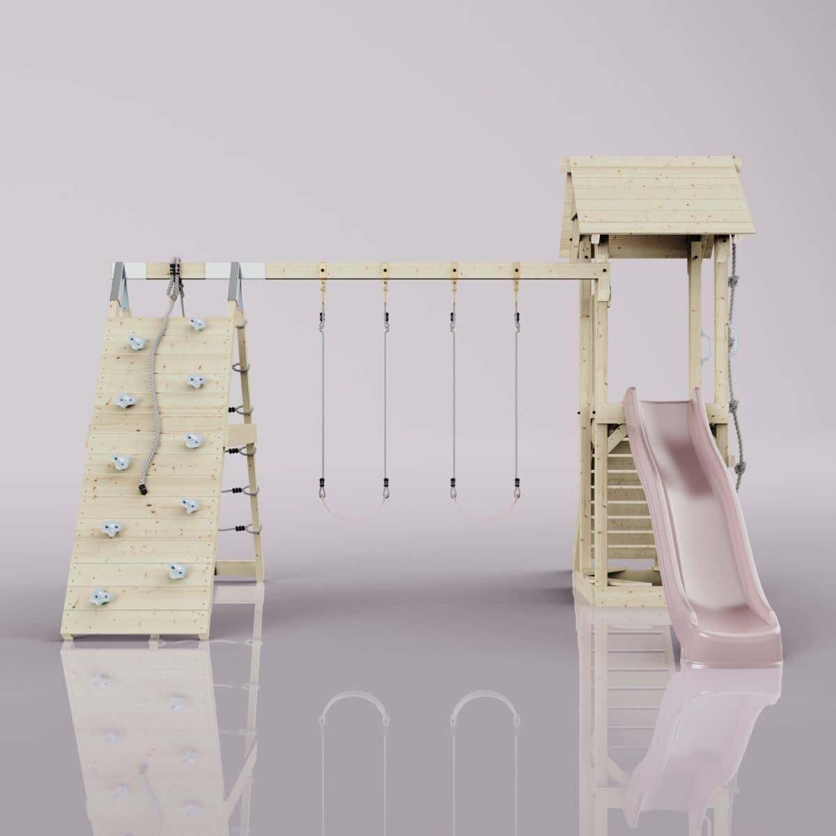 Spielturm Kiruna mit Kinderschaukel in Altrosa - 357 × 380 × 274 cm 6/6