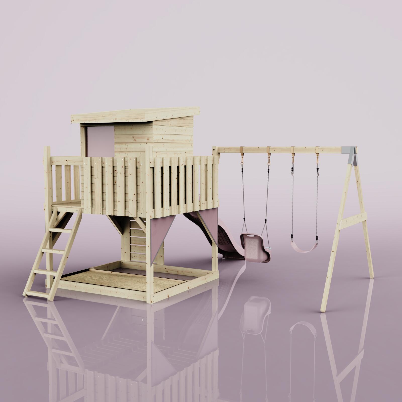 Spielturm Björn mit Babyschaukel in Altrosa - 415 × 396 × 261 cm 4/6