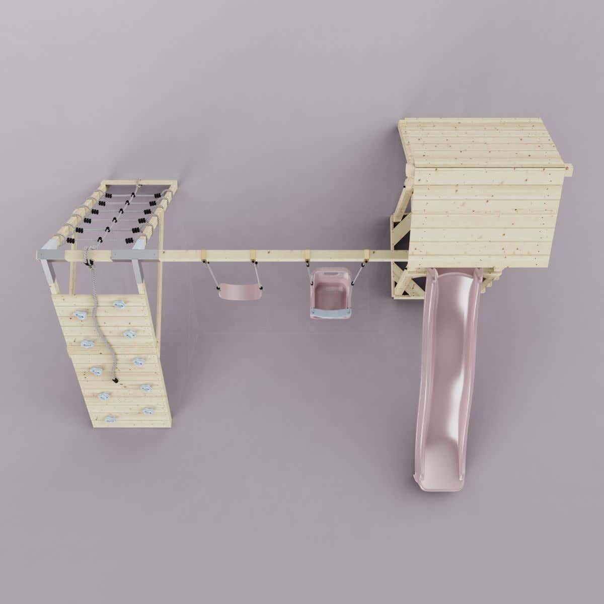 Spielturm Kiruna mit Babyschaukel in Altrosa - 357 × 380 × 274 cm 3/6